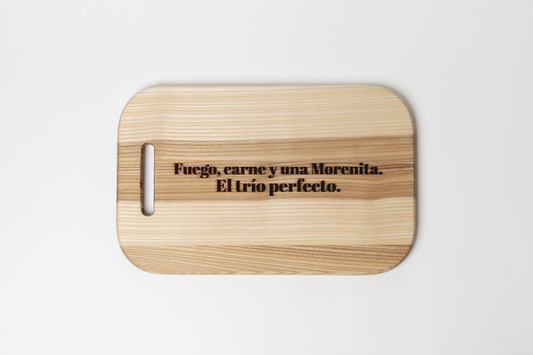Tabla para Carne Asada Fuego, Carne y una Morenita